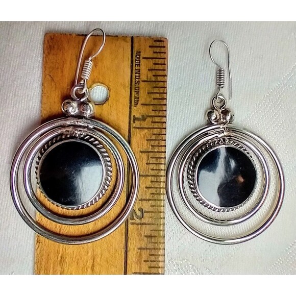 Onyx Tibetan Earrings & Sara Cov. Adjustable Ring - Picture 3 of 13